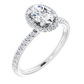 Platinum 7x5 mm Oval Forever One™ Moissanite & 1/5 CTW Natural Diamond Engagement Ring